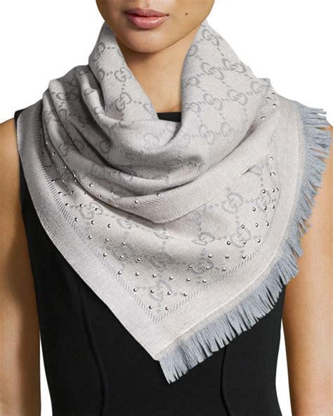 womens grey gucci scarf|gg jacquard pattern knitted scarf.